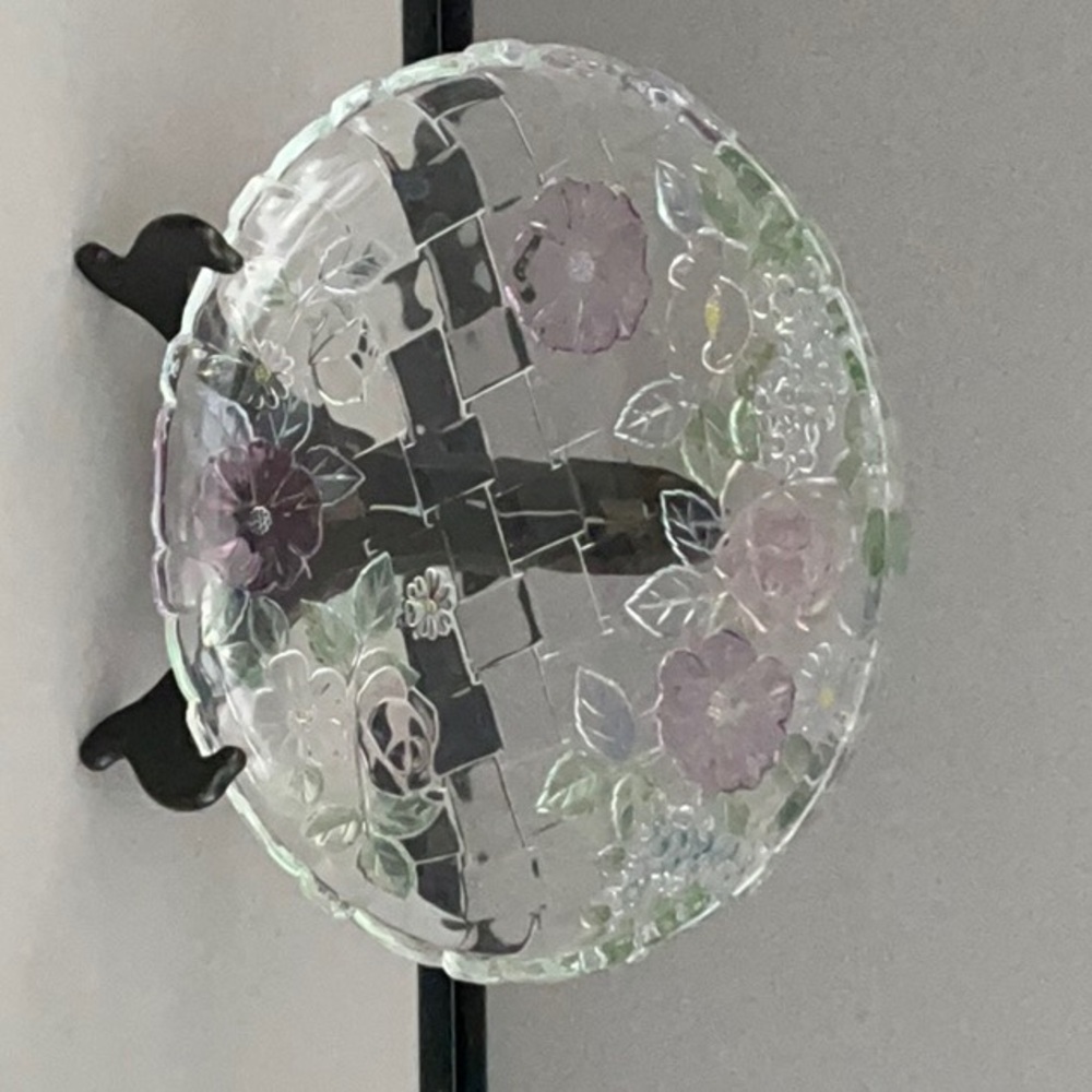 Floral Etched Glass Plate
